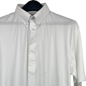 NEW Collars & Co Dress Collar Polo Mens M Relaxed Solid White Button Down $82